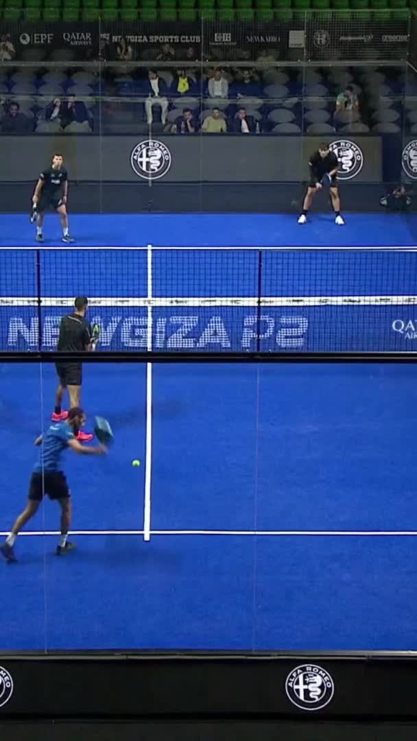 El Garhy with a great backhand volley that wins them the game