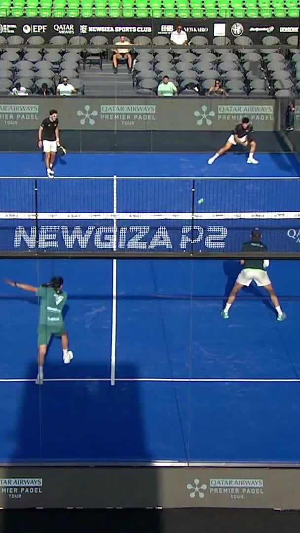 Soft forehand into the open space on Yanguas’s side to close out the game
