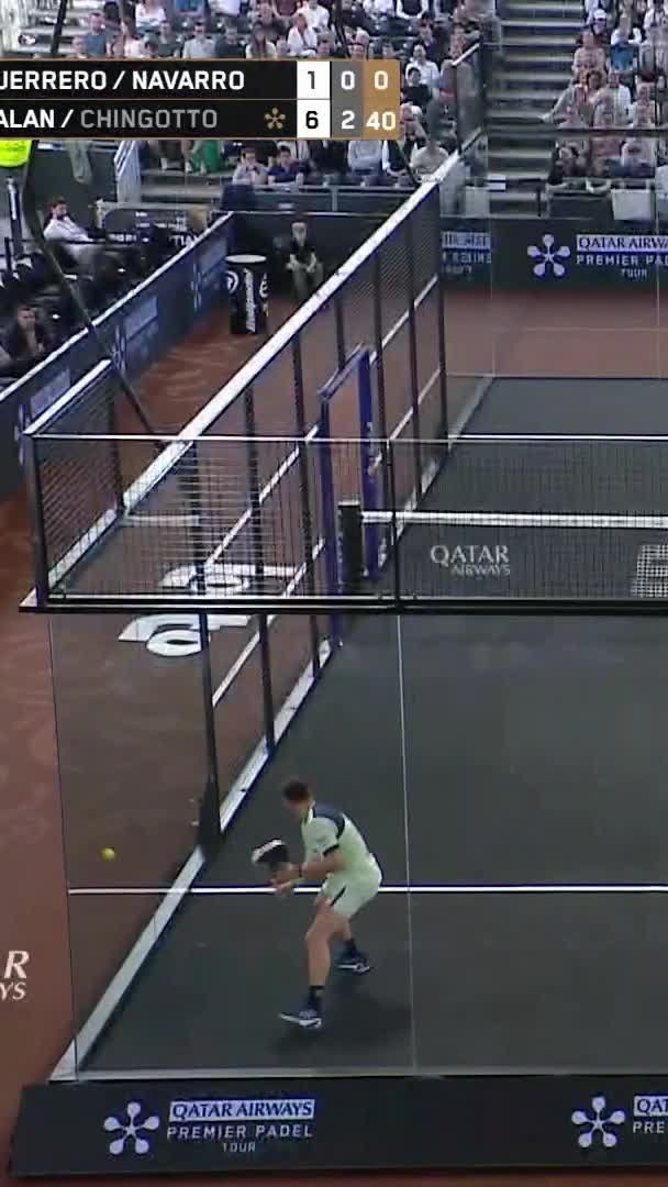 Guerrero hits a great backhanded volley to take the point