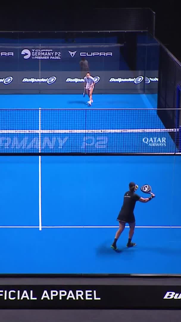 Manquillo volleys a winner at the net