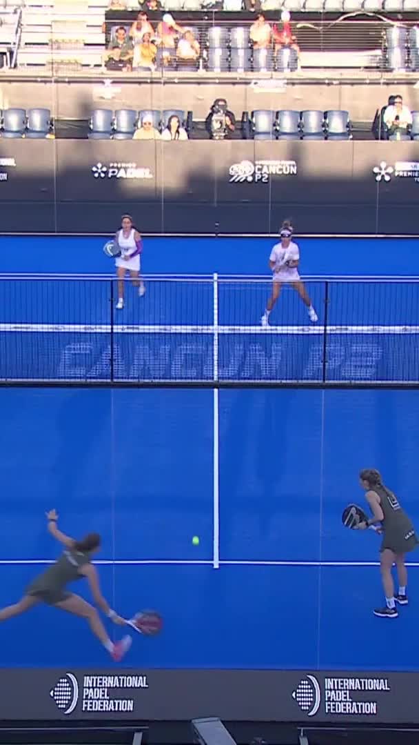 Great forehand shot by Alejandra Alonso De Villa to return a smash from Beatriz Gonzalez Fernandez